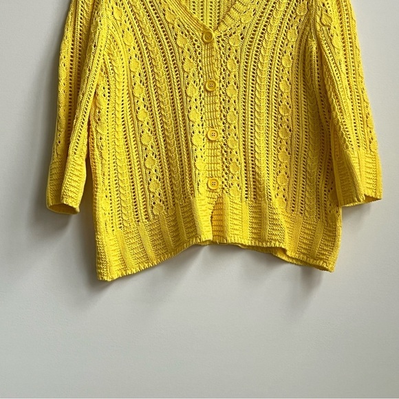 Talbots Open Stitch V Neck Button Down Pima Cotton Cable Knit Cardigan 1X - Picture 3 of 10